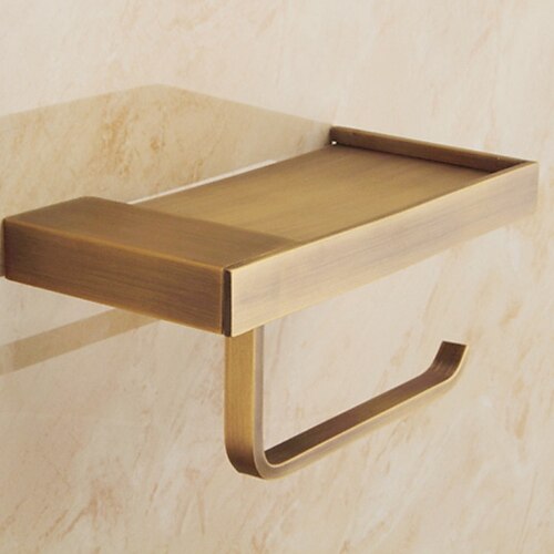 

Toilet Paper Holder New Design Matte Brass Wall Mounted Bathroom Roll Paper Holder with Mobile Phone Storage Shelf 1pc