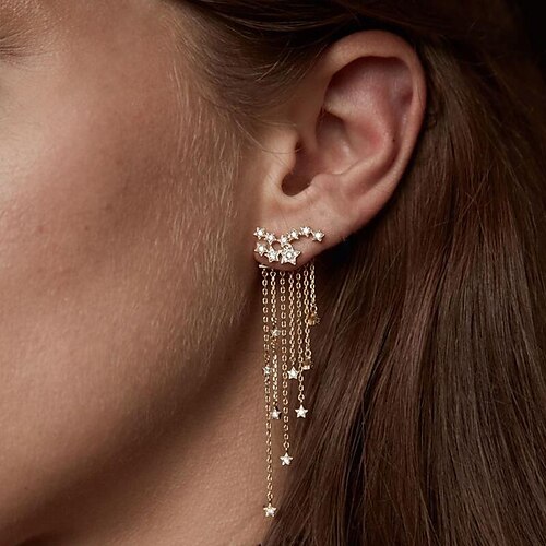 

Women's Crystal Cubic Zirconia tiny diamond Drop Earrings Dangle Earrings Drop Creative Star Ladies Elegant Fashion Imitation Diamond Earrings Jewelry Silver / Gold For Wedding Party / Evening