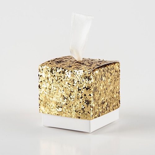 

Cubic Card Paper Favor Holder with Glitter Favor Boxes - 12pcs