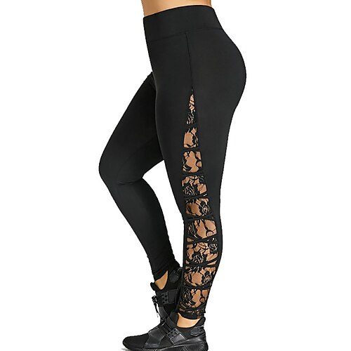 Activewear Leggings / Tights Women's Training / Performance Elastic / Charmeuse Lace / Split Joint High Pants