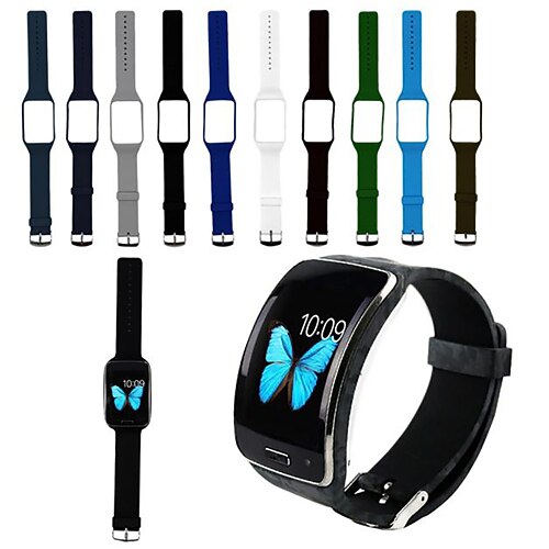 

1 pcs Smart Watch Band for Samsung Galaxy Gear S R750 Silicone Smartwatch Strap Soft Elastic Breathable Sport Band SmartWatch Band with Case Replacement Wristband