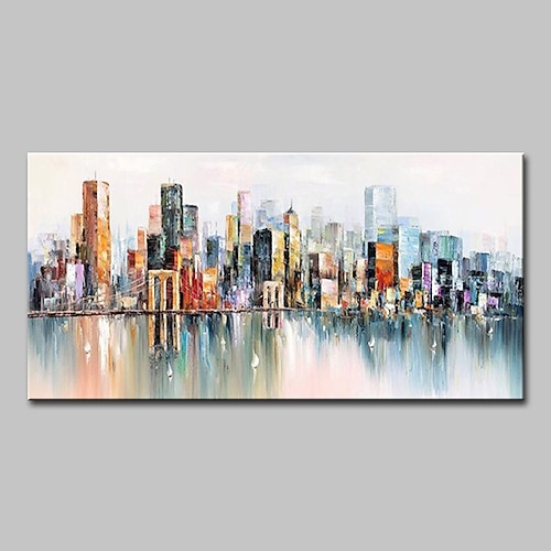 

Oil Painting Hand Painted Horizontal Abstract Landscape Modern Rolled Canvas (No Frame)