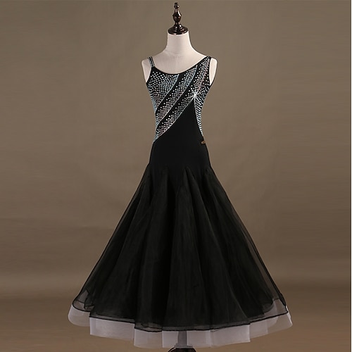 

Ballroom Dance Dress Crystals / Rhinestones Women's Performance Sleeveless Spandex Organza