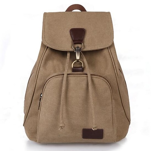 

Women's Backpack Canvas Bag School Bag Rucksack Commuter Backpack Canvas Solid Color Large Capacity Pure Color Daily Outdoor Blue Black Khaki Coffee