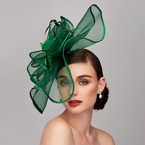 

Elegant & Luxurious Feather Linen Rayon Kentucky Derby Hat Fascinators Headpiece with Feather Floral Flower 1PC Melbourne Cup Wedding Horse Race Ladies Day Headpiece