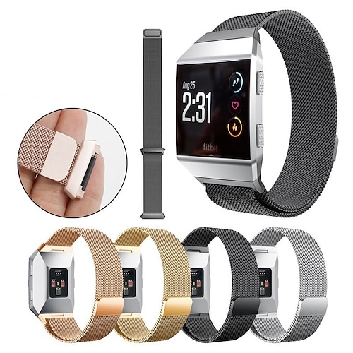 

1 pcs Smart Watch Band for Fitbit Ionic Stainless Steel Smartwatch Strap Breathable Adjustable Magenitic Milanese Loop Replacement Wristband