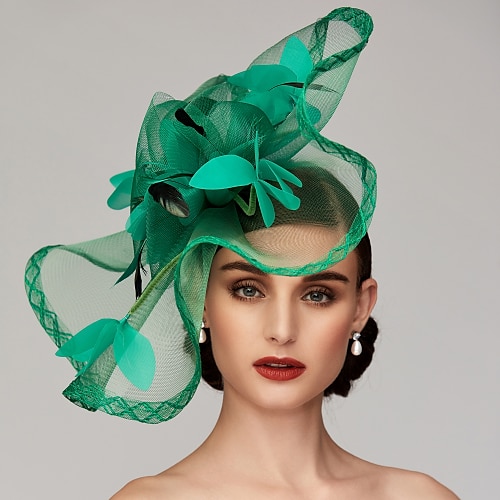 

Flowers Feather / Net Kentucky Derby Hat / Fascinators / Headpiece with Feather / Floral / Flower 1PC Horse Race / Ladies Day / Melbourne Cup Headpiece