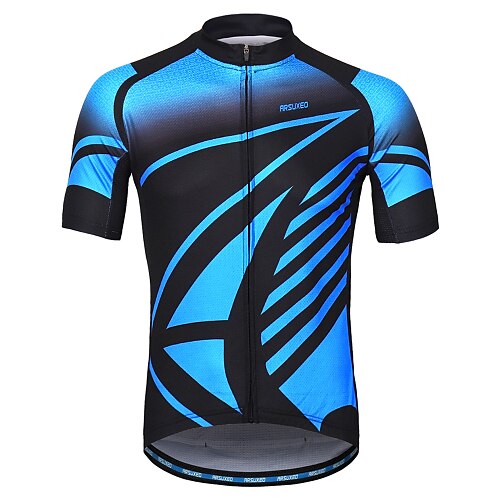 

Arsuxeo Men's Cycling Jersey Short Sleeve Bike Jersey with 3 Rear Pockets Mountain Bike MTB Road Bike Cycling Sunscreen Breathability Reflective Strips Back Pocket Blue Polyester Sports Clothing