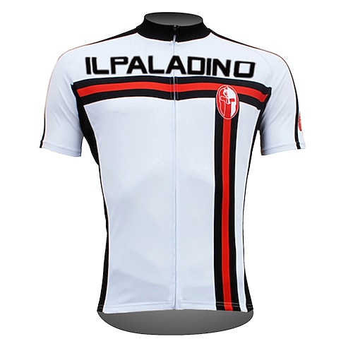 

ILPALADINO Men's Cycling Jersey Short Sleeve Bike Jersey Top with 3 Rear Pockets Mountain Bike MTB Road Bike Cycling Breathable Ultraviolet Resistant Quick Dry Back Pocket White Polyester Sports