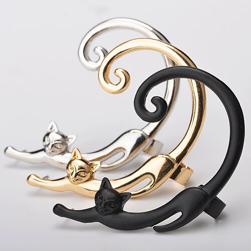 

Women's Ear Cuff Ear climbers Cat Animal Ladies Simple Earrings Jewelry Black / Silver / Gold For Going out Birthday 1pc