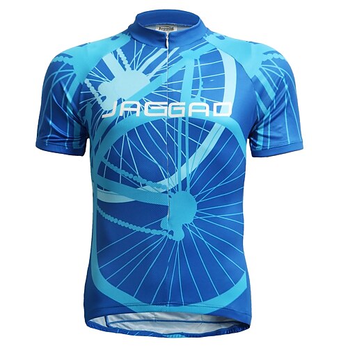 Jaggad Men's Short Sleeve Cycling Jersey Summer Elastane Polyester Blue Stripes Funny Bike Jersey Top Mountain Bike MTB Road Bike Cycling Quick Dry Breathable Back Pocket Sports Clothing Apparel