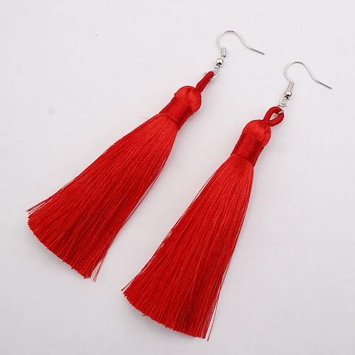 

1 Pair Drop Earrings Dangle Earrings For Women's Causal Daily Cord Alloy Tassel Fringe