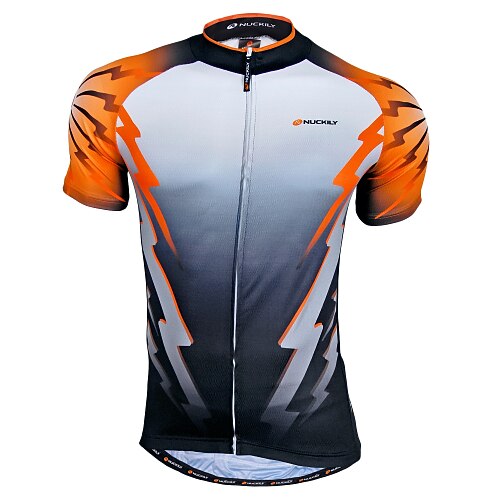

Nuckily Men's Cycling Jersey Short Sleeve Bike Jersey Top with 3 Rear Pockets Mountain Bike MTB Road Bike Cycling Breathable Quick Dry Front Zipper Wearable Gray yellow Patchwork Polyester Sports