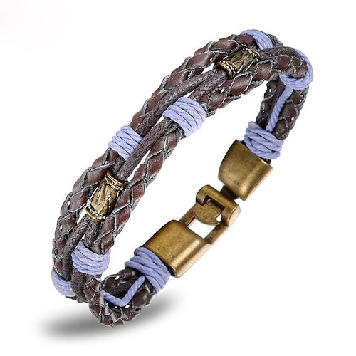

Men's Leather Bracelet Loom Bracelet Braided Unique Design Trendy Brass Bracelet Jewelry Light Purple For Daily Street