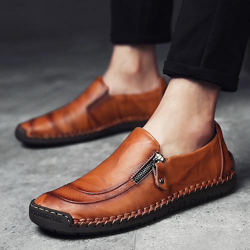 

Herre Tøfler & Slip-ons Komfort Loafers Plus størrelse Håndsømning Sommer loafers Britisk Klassisk udendørs Daglig Gang Nappalæder Lysebrun Mørkebrun Sort Sommer Forår Efterår