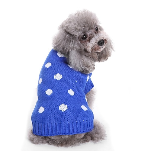 

Dog Sweater Puppy Clothes Spots & Checks Yarn Dyed Character Spots & Checks Sweet Style Winter Dog Clothes Puppy Clothes Dog Outfits Blue Pink Costume for Girl and Boy Dog Terylene S M L XL XXL