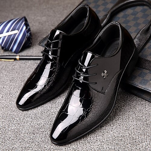 

Men's Oxfords Casual Daily Walking Shoes PU Breathable Non-slipping Wear Proof Black Fall