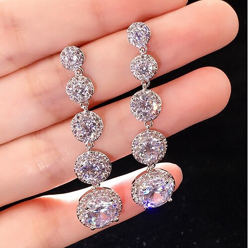 Women's Gold Cubic Zirconia Earrings Set Tennis Chain Heart Fashion Earrings Jewelry Gold / White For Holiday Festival 1 set