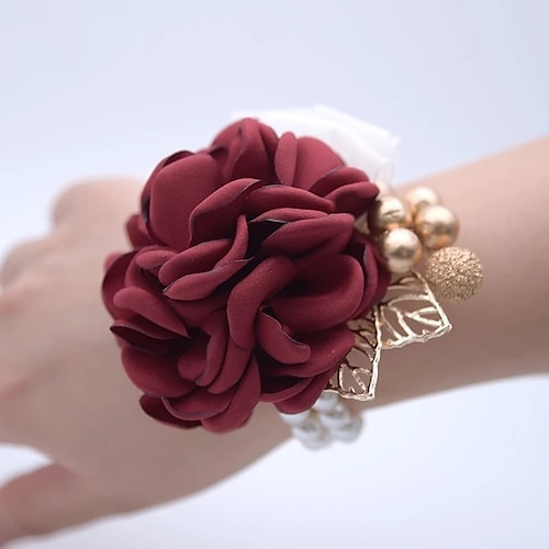 

Wedding Flowers Wrist Corsages Wedding / Wedding Party 18K Gold Plated / Bead 0-10 cm Christmas