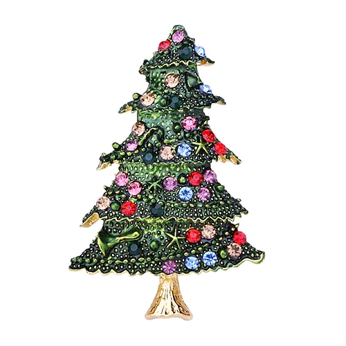 

Women's AAA Cubic Zirconia Brooches Classic Santa Suits Christmas Tree Cartoon Classic Cute Brooch Jewelry Green For Christmas Daily