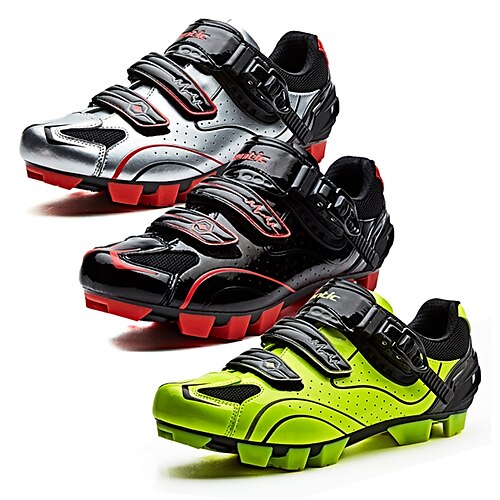 SANTIC Mountain Bike Shoes Nylon Breathable Anti-Slip Ultra Light (UL) Cycling Black / White Black / Red fluorescent green Men's Cycling Shoes / Breathable Mesh / Hook and Loop