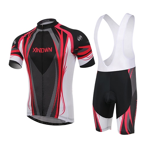 

XINTOWN Men's / Women's Short Sleeve Cycling Jersey with Bib Shorts - Red / Blue Plus Size Bike Padded Shorts / Chamois / Clothing Suit, Breathable, 3D Pad Curve / High Elasticity