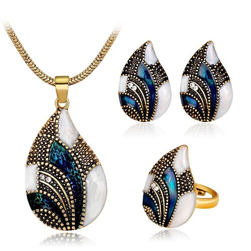

1 set Vintage Necklace For Women's Synthetic Aquamarine Blue Party Daily Alloy Retro Drop