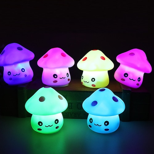 LED Night Light Colorful Mushroom Room Desk Bedside Lamp for Baby Kids Christmas Gifts Random Color 2022 - £ 4