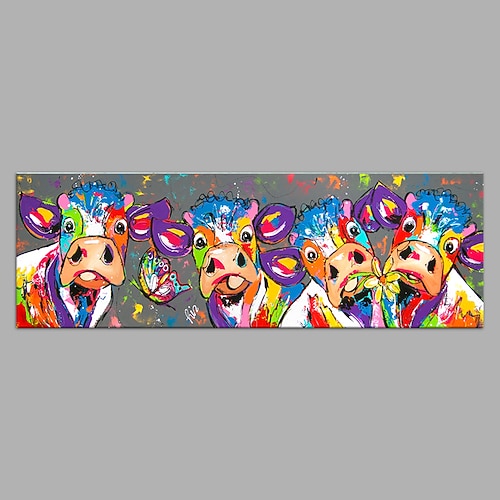 

Oil Painting 100% Handmade Hand Painted Wall Art On Canvas Colorful Cattles Animal Series Modern Abstract Home Decoration Decor Rolled Canvas No Frame Unstretched 15050cm