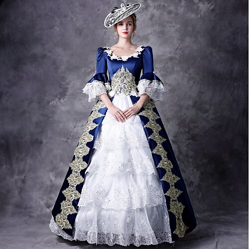 

Victorian Duchess Rococo Baroque Victorian 18th Century Square Neck Cocktail Dress Vintage Dress Dress Outfits Party Costume Masquerade Costume Prom Dress Women's Lace Costume Vintage Cosplay Party