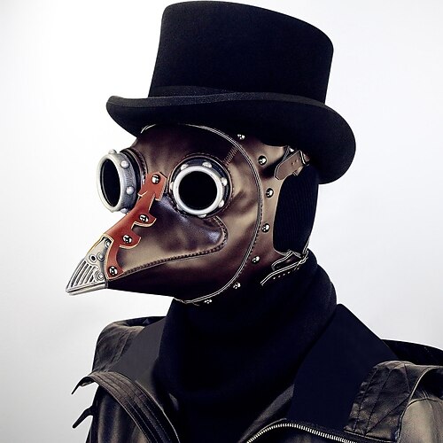 Plague Doctor Steampunk Punk Rave Crow Mask Herr Dam Kostym Mask Mörkbrun / Brun / Svart+Silver Vintage Cosplay