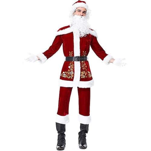 

Santa Claus Santa Clothes Adults' Men's Cosplay Costume Christmas Christmas New Year Festival / Holiday Terylene Red Men's Easy Carnival Costumes Holiday