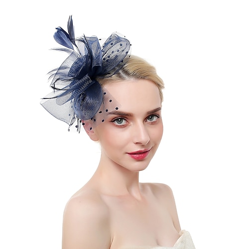 

Tulle / Feathers Fascinators / Headdress / Headpiece with Feather 1 PC Party / Evening / Business / Ceremony / Wedding / Horse Race Headpiece