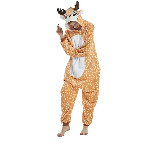 

Adults' Kigurumi Pajamas Giraffe Cartoon Onesie Pajamas Flannel Fabric Cosplay For Men and Women Christmas Animal Sleepwear Cartoon Festival / Holiday Costumes