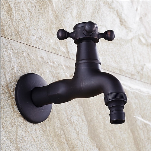 

Outdoor Faucet,Industrial Style SingleHandleIndoor/OutdoorFaucet,Black Wall InstallationOne Hole Standard Spout,/Vintage Style Brass COD Bathroom Sink Faucet with Cold Water Only
