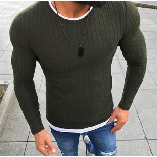 

Men's Sweater Pullover Sweater Jumper Knit Basic Daily Clothing Apparel Winter Green Black S M L
