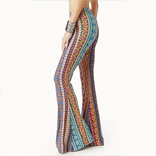 

Hippie Disco Retro Vintage 1960s Hippie 1970s Disco Dude Funk Bell Bottom Pants Women's Adults' Costume Vintage Cosplay Daily Wear Festival Long Length Fit & Flare Pants Carnival / Stretchy / #