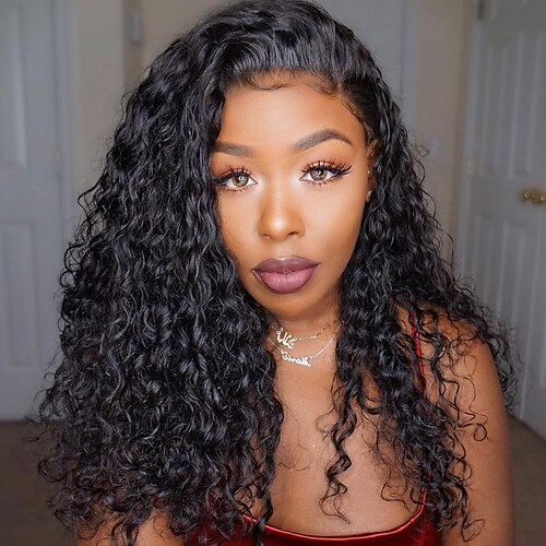 Synthetic Lace Front Wig Curly Loose Curl Layered Haircut Lace Front Wig Short Natural Black #1B Dark Brown#2 Synthetic Hair 18 inch Women's Soft Adjustable Heat Resistant Black Modernfairy Hair