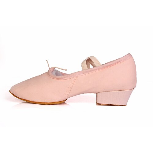 

Women's Ballet Shoes Ballroom Shoes Line Dance Practice Heel Sneaker Lace-up Low Heel Elastic Band Slip-on Black Red Pink