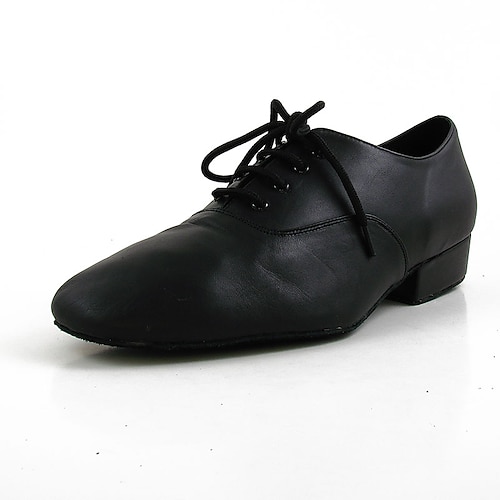 

Men's Modern Shoes Ballroom Shoes Party Flat Plain Top Flat Heel Black Lace-up