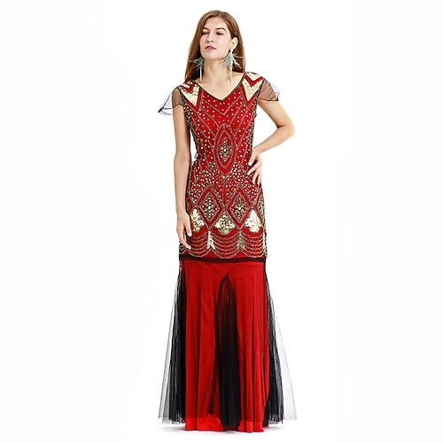 red great gatsby themed prom dresses Red chiffon Great Gatsby dress with tiered skirt LaVieDelight