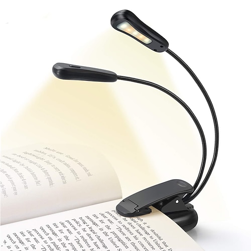 

Reading Light Book Light Easy Clip on Rechargeable 5500-6000K 5 LED Beads for Reading in Bed 9 Brightness Lightweight 4-6 Hours Reading
