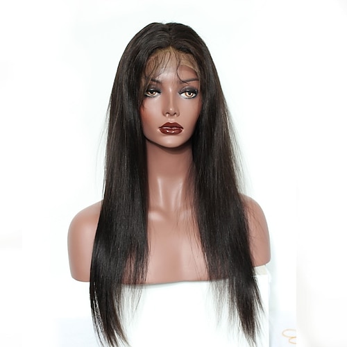 Human Hair Lace Front Wig style Brazilian Hair Straight Natural Wig 130% Density Natural Hairline African American Wig For Black Women Women's Short Medium Length Long Human Hair Lace Wig Dolago