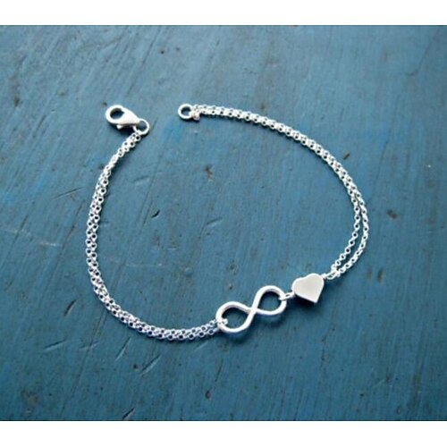 

Women's Chain Bracelet Single Strand Heart Stylish Simple Alloy Bracelet Jewelry Silver For Daily Festival