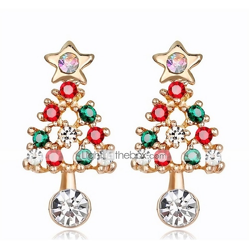 

1 Pair Hoop Earrings For Women's Cubic Zirconia Christmas Party / Evening Gift Alloy Classic Christmas Tree