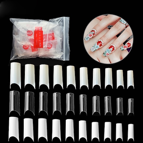 

500Pcs Pvc(Polyvinyl Chloride) False Nails Best Quality New Stylish Unique Design Daily Artificial Nail Tips For Finger Nail / Romantic Series Christmas Nails Xmas Nails Christmas Acrylic Nails