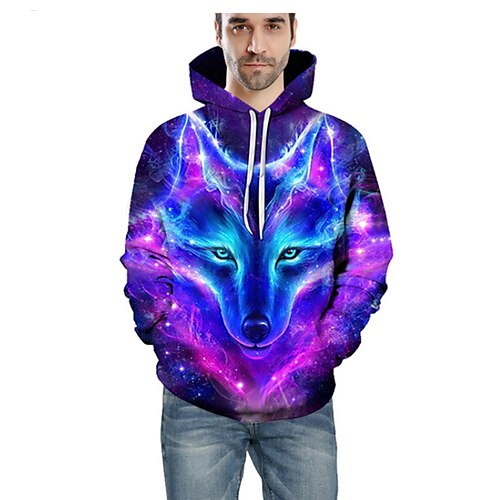 Men's Daily Hoodie 3D Hooded Basic Hoodies Sweatshirts  Long Sleeve Purple