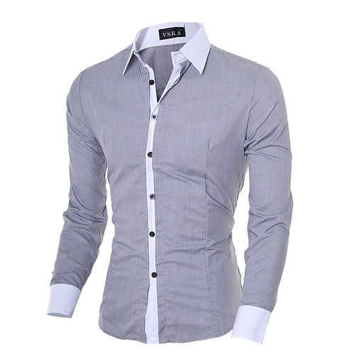 

Men's Basic Shirt Slim Long Sleeve Classic Collar Solid Colored White Black Blue 2022