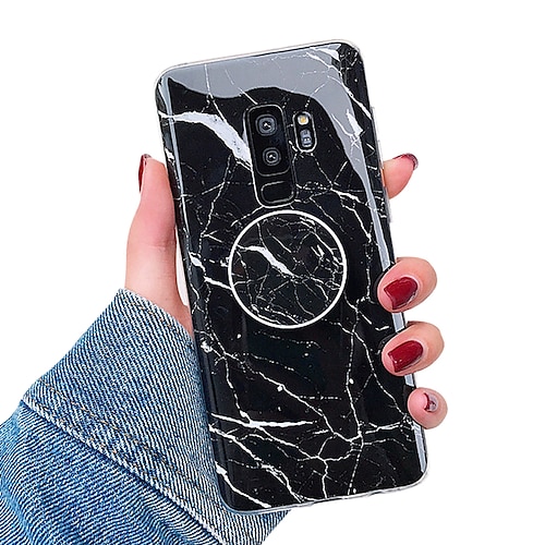 

Phone Case For Samsung Galaxy Back Cover S21 S20 Ultra Plus FE S9 A72 A52 A42 S10 with Stand IMD Four Corners Drop Resistance Marble Soft TPU