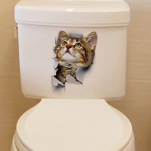 

Lovely Cat Toilet Wall Stickers - Words & Quotes Wall Stickers Characters Removable PVC DIY Home Decoration Study Room / Office / Dining Room / Kitchen 2517cm